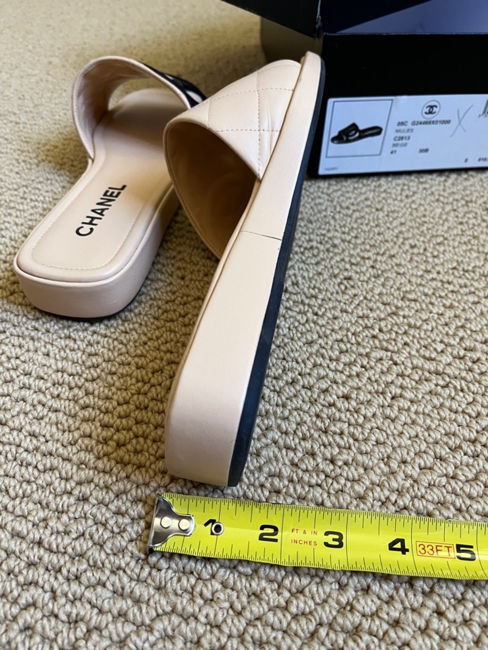 CHANEL White and Black Quilted Leather Slide Mules - Picture 10 of 11